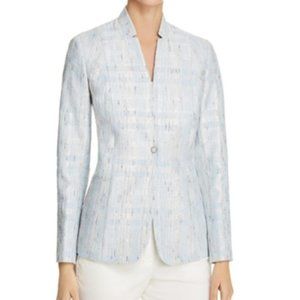 Elie Tahari Tori Jacket Sky Blue Metallic Tweed